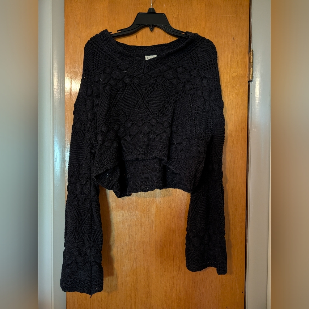 Black Knit Cropped Sweater